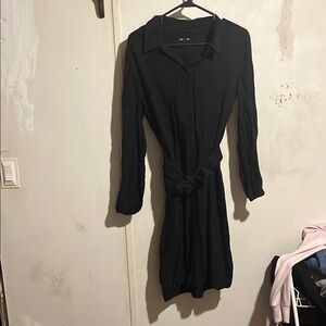 Elegant Black Button-Up Dress